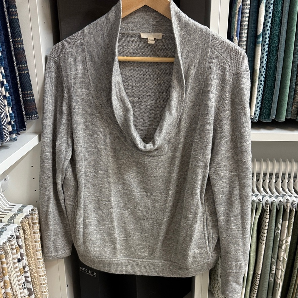 Eileen Fisher Light Gray Cowl Neck Sweater